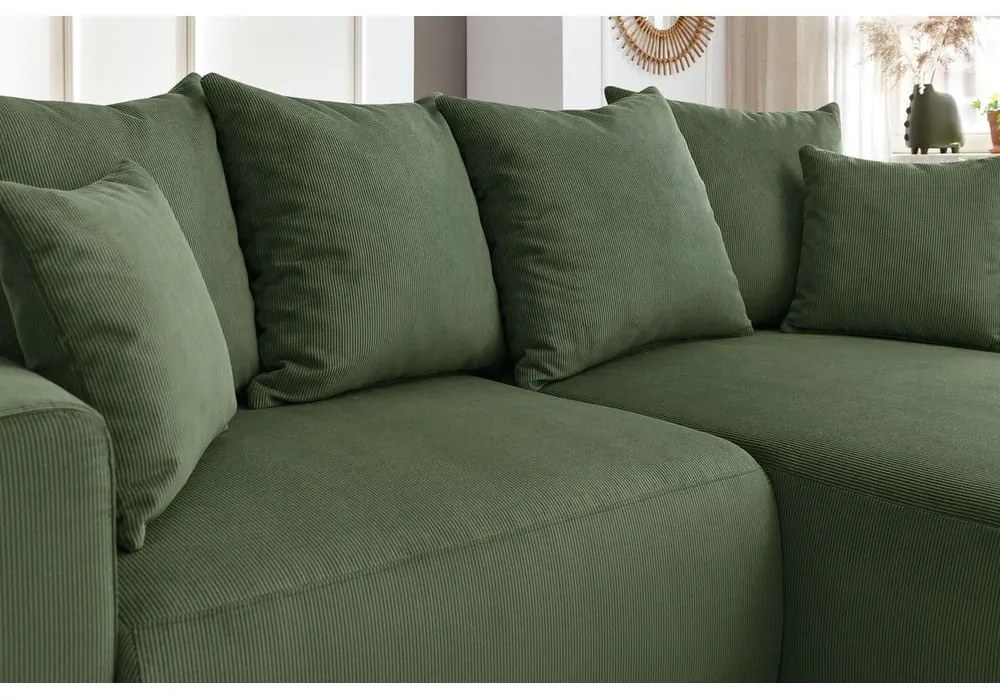 Zöld bársony sarokkanapé Enjoy – Bobochic Paris