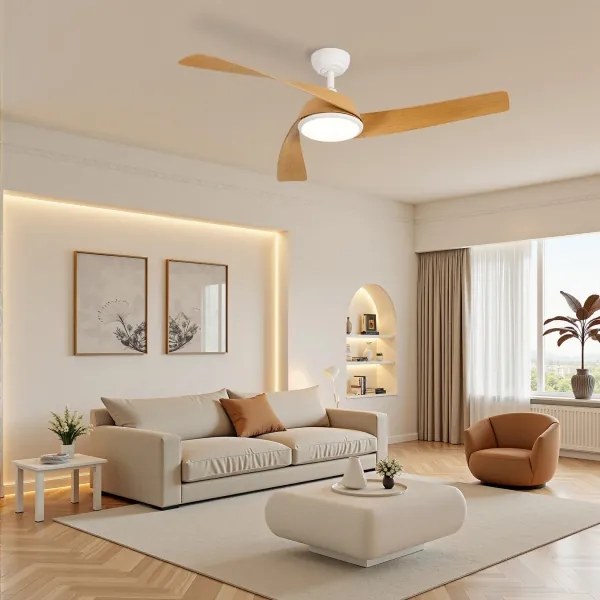 ZEVENTI - LED mennyezeti ventilátor AERYS LED/24W/230V Wi-Fi Tuya fehér/tölgy + távirányító