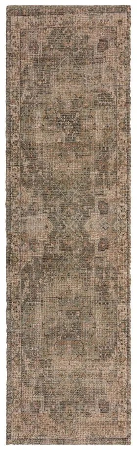 Khaki kézi szövésű jutakeverék futószőnyeg 60x230 cm Selena Jute Traditional – Flair Rugs