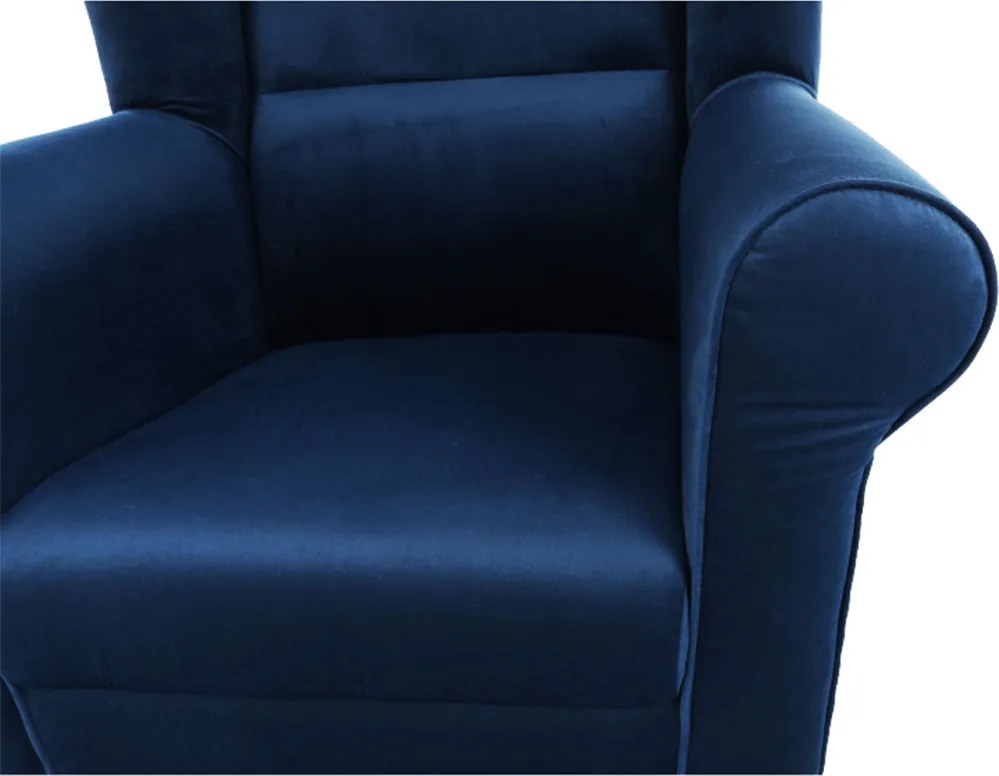 Füles fotel puffal, szövet kék, ASTRID