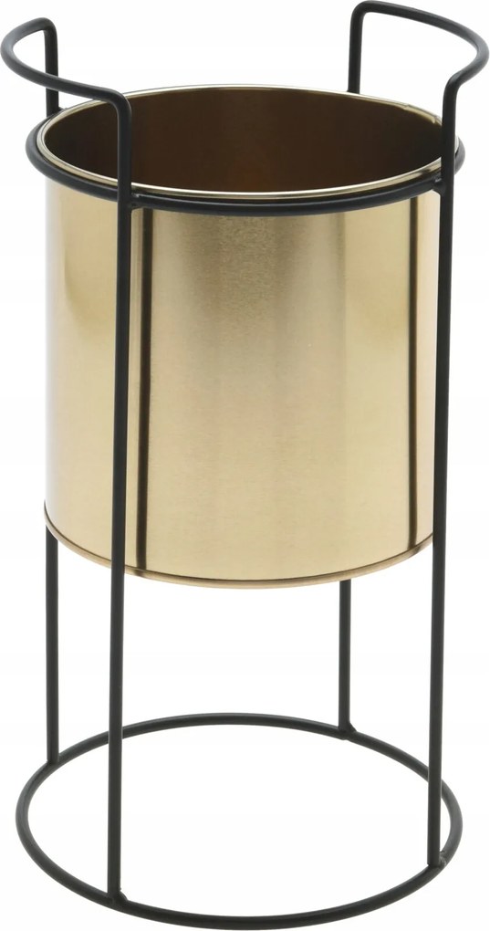 Arany virágtartó, fém, állványon, magassága 31 cm