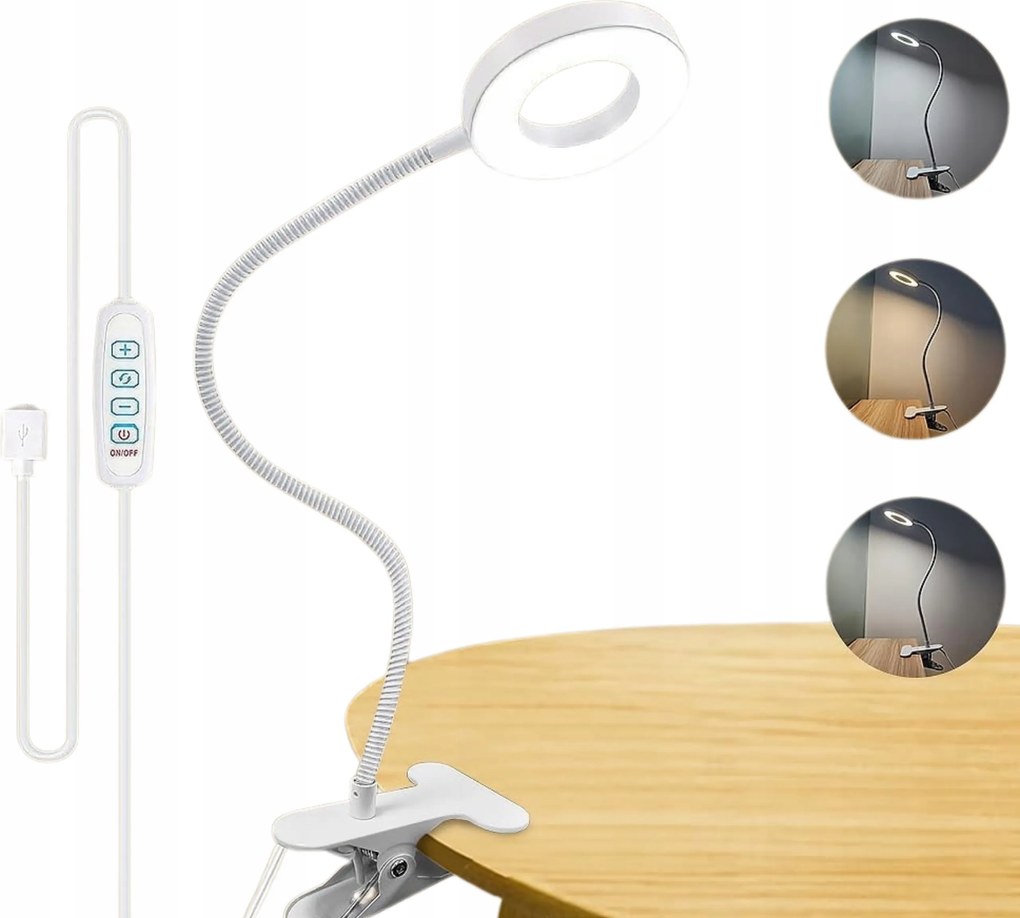 LED-es asztali éjjeli lámpa hálószobába, fehér