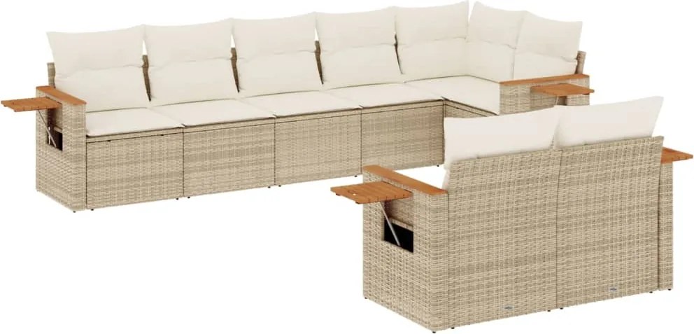 vidaXL 8 részes bézs polyrattan kerti ülőgarnitúra párnával