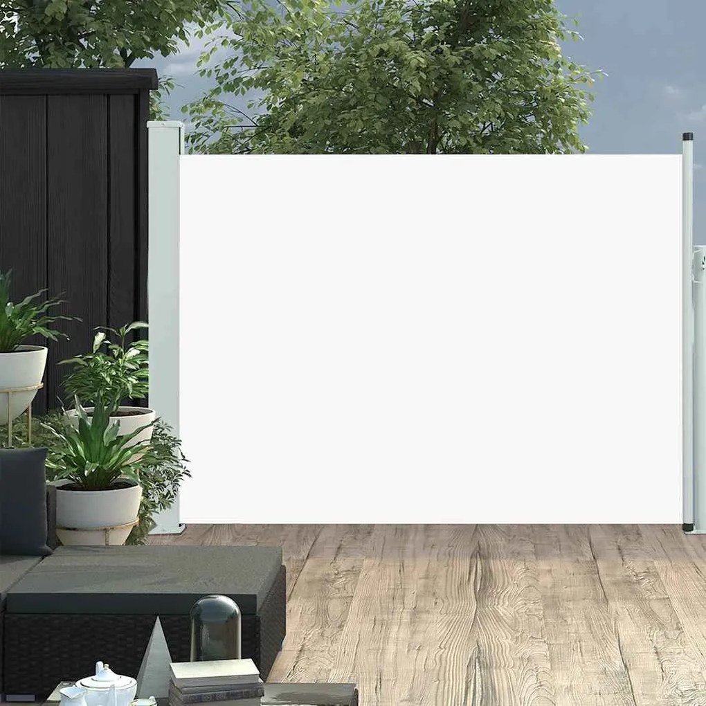 krémszínű behúzható oldalsó teraszi napellenző 120 x 500 cm