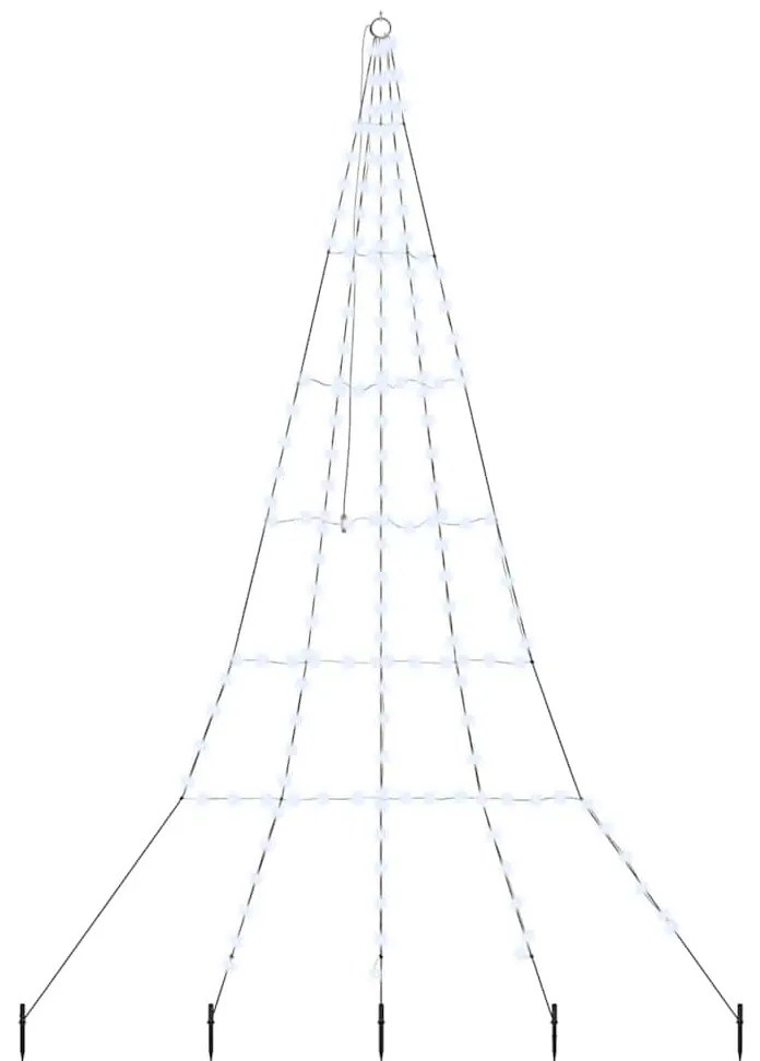 LED Karácsonyfák talajráccsal Hideg fehér 300 cm Fém