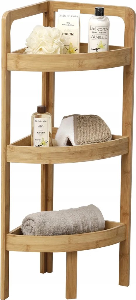 Fürdőszoba polc 3 szintes sarok Naturis modern stílusos dekoratív