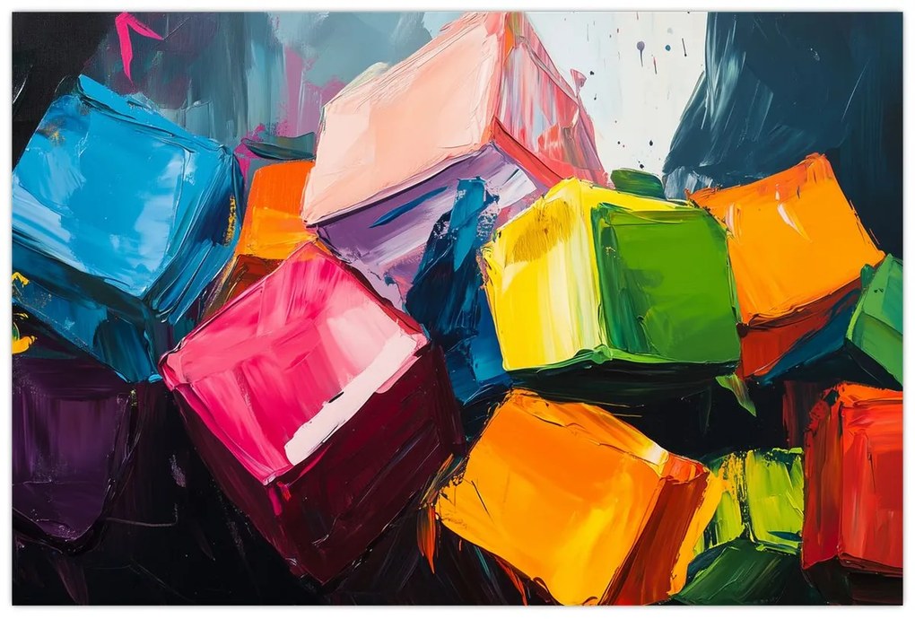Kép - Színes kockák (90x60 cm)