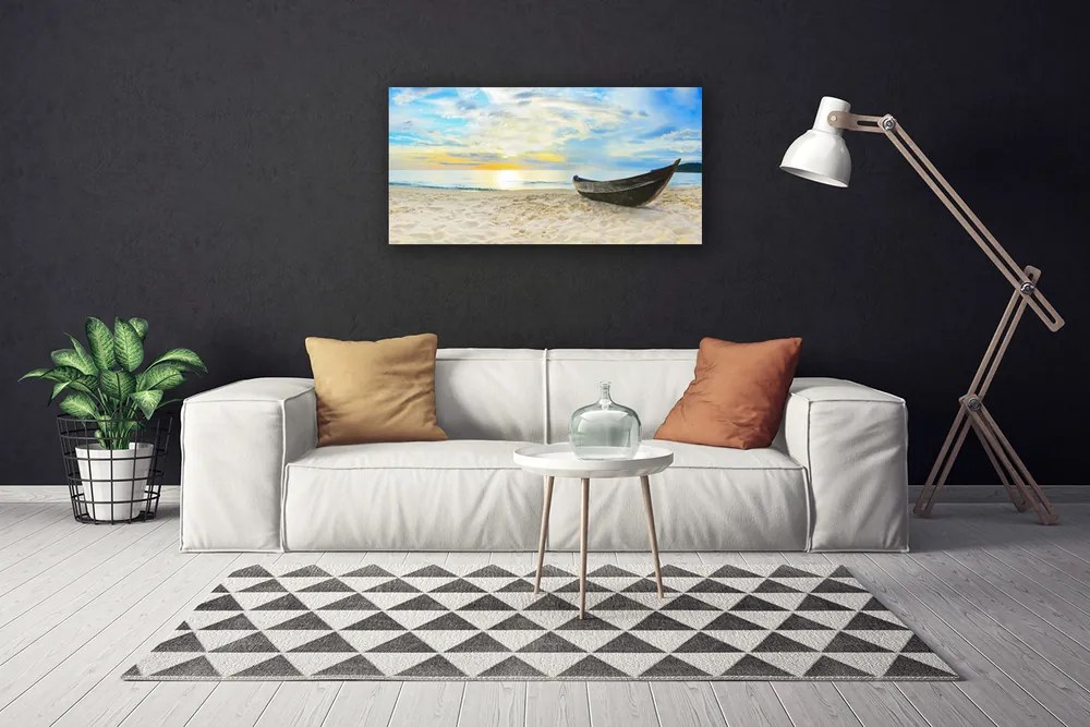 Vászonkép falra Boat Beach Sea 140x70 cm