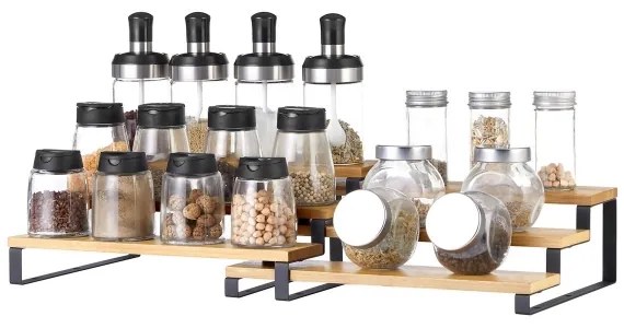 2 db-os MARGE fűszertartó állvány készlet, fekete/barna