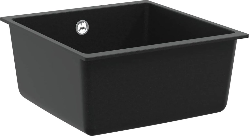 vidaXL Mosogató Fekete 430 x 460 mm 80% Kvarc és 20% Gyanta