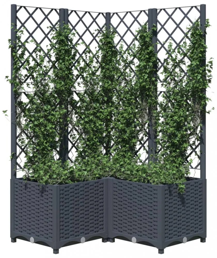 sötétszürke PP rácsos kerti ültetőláda 80 x 80 x 136 cm