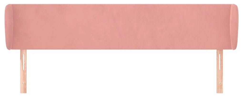 rózsaszín bársony fejtámla szárnyakkal 203x23x78/88 cm