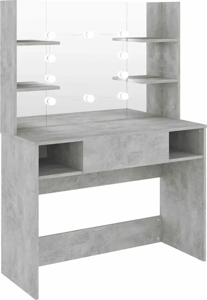 vidaXL betonszürke LED-es MDF sminkasztal 100 x 40 x 135 cm