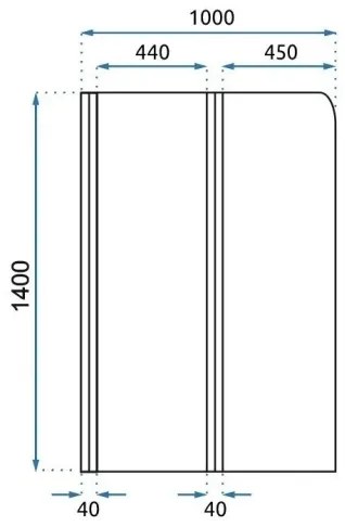 REA-K9777 - Összecsukható kádparaván AGAT 140x100 cm szálcsiszolt arany/átlátszó