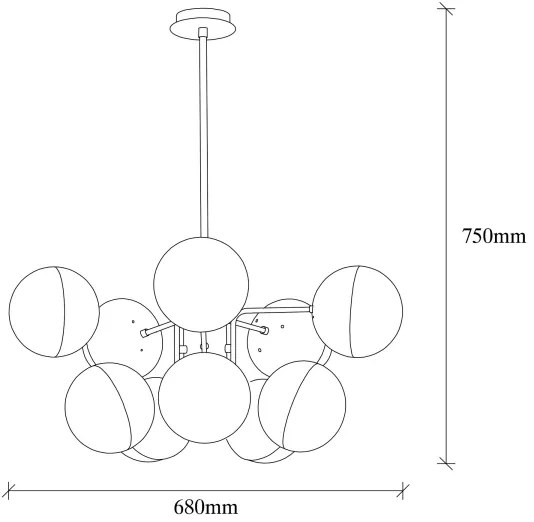 Csillár rúdon KARSOR 10xE27/40W/230V