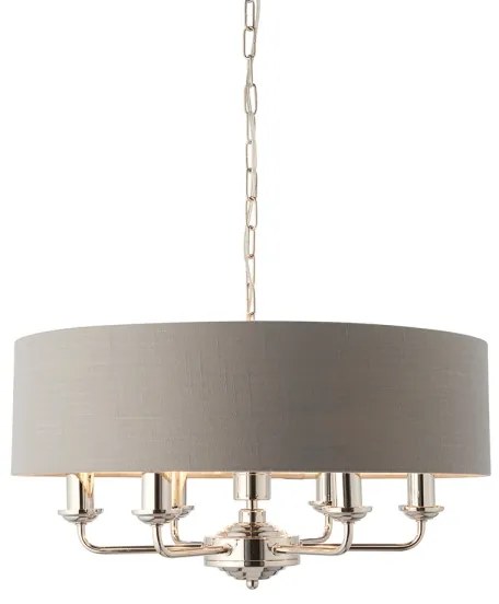 Endon 94373 - Csillár láncon HIGHCLERE 6xE14/40W/230V szürke/fényezett króm