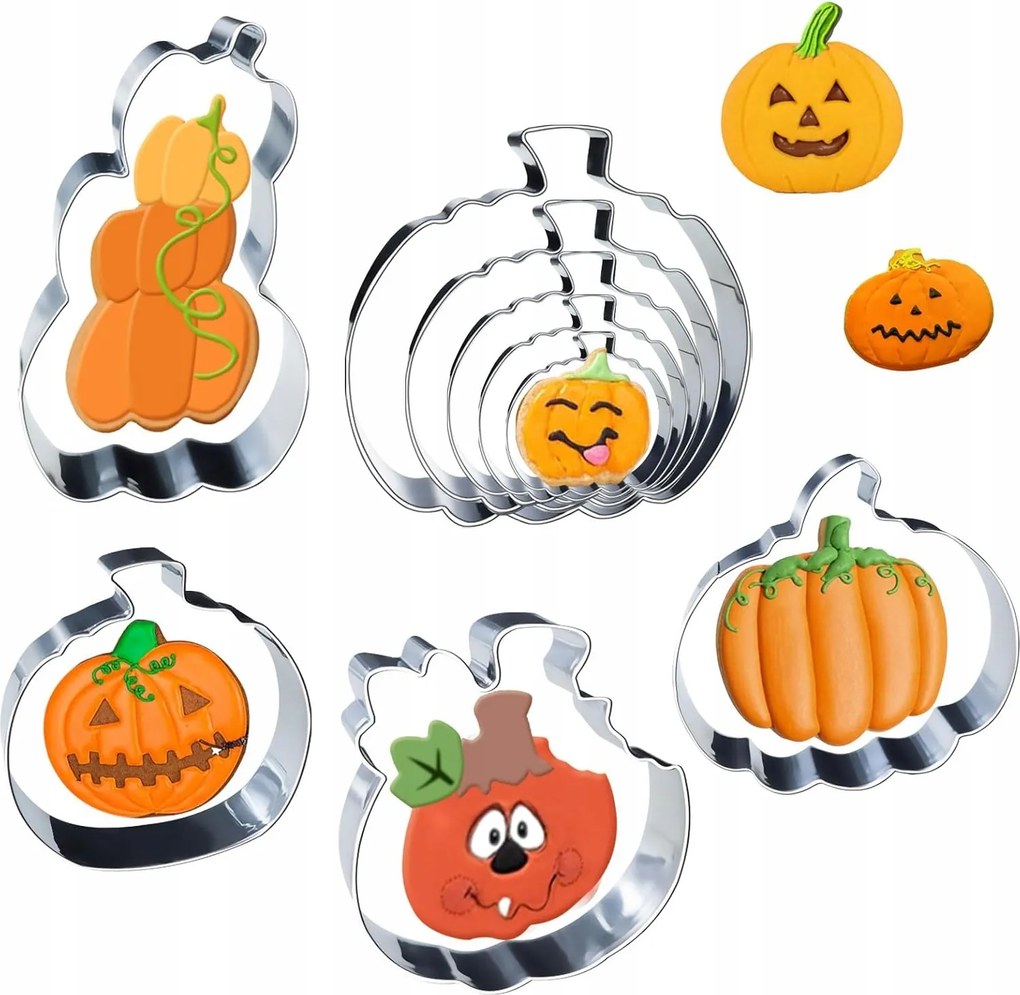 9 darabos Halloween sütiforma készlet, tök alakú, süteménykiszúró