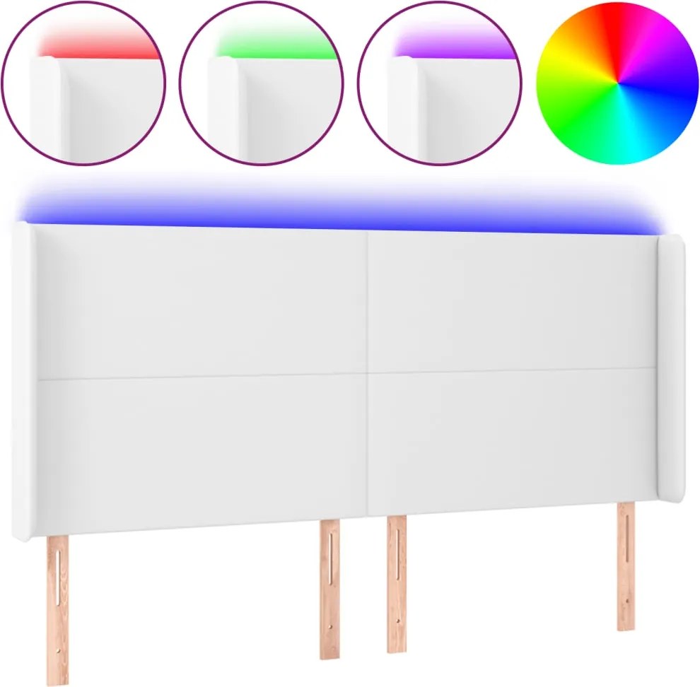 vidaXL fehér műbőr LED-es fejtámla 183x16x118/128 cm