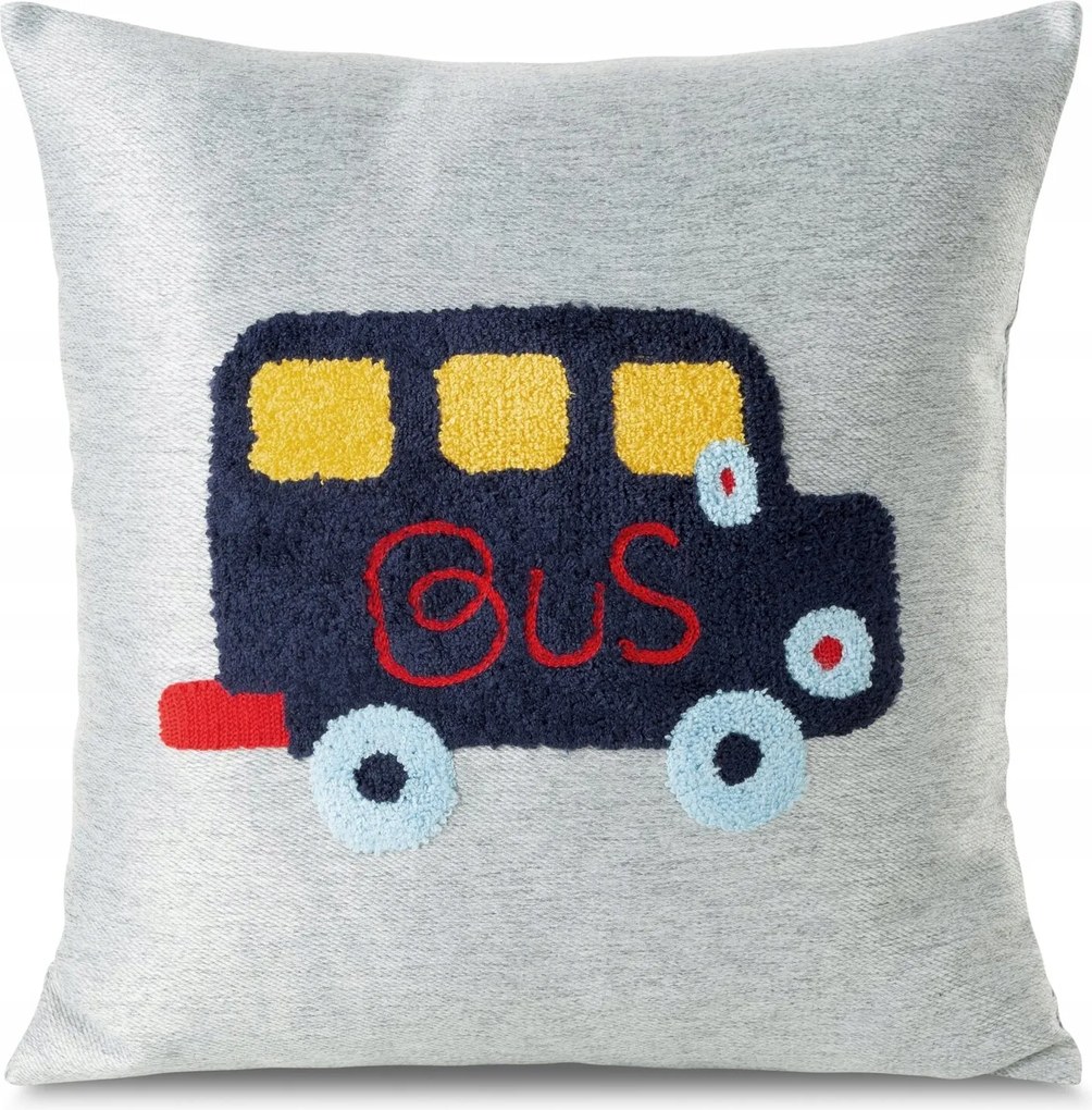 Párnahuzat Alvin 2 45x45 cm acél busz dekorációs boglárka gyerekeknek