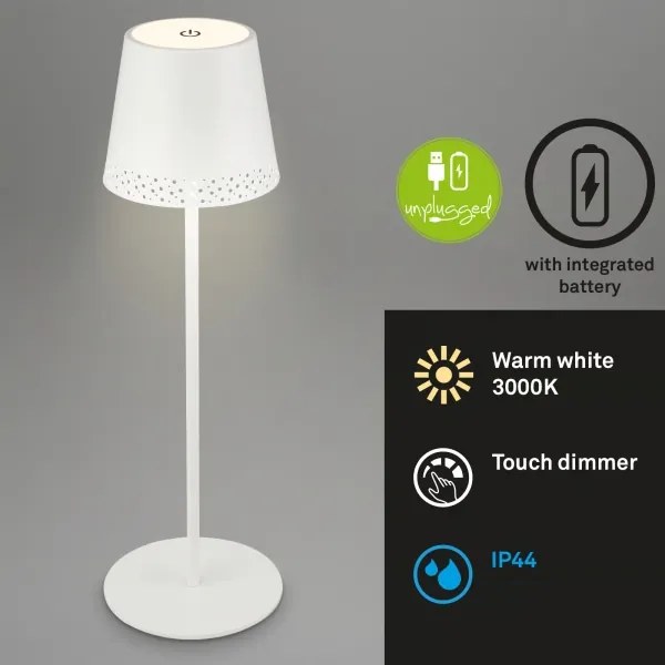 Brilo - KIKI újratölthető érintős LED asztali lámpa LED/2,6W/5V IP44 2600 mAh fehér
