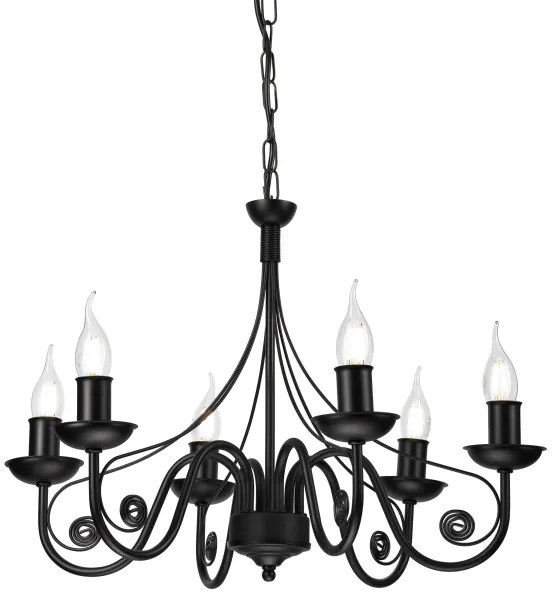 Csillár láncon DONATO 6xE14/40W/230V fekete