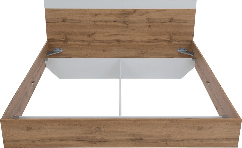 Dupla ágy, 160x200, tölgy wotan/fehér, GABRIELA