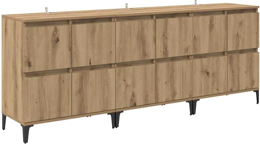 vidaXL Oldalszekrények 3 pcs Artisan tölgy 60 x 35 x 70 cm Faanyag