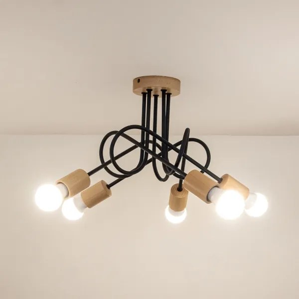 Felületre szerelhető csillár OXFORD 5xE27/15W/230V fenyő/fekete