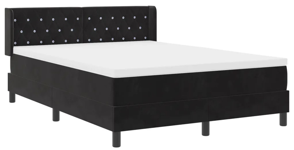 Boxspring Ágy Matrac Kárpit Fekete 140x200 cm