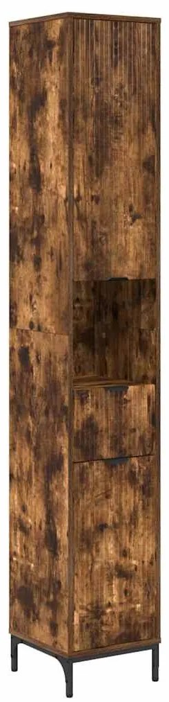 Fürdőszoba bútor szett fiókkal Füstölt tölgy Műanyag fa, fém