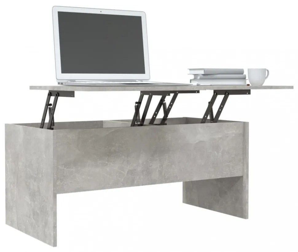 betonszürke szerelt fa dohányzóasztal 102 x 50,5 x 46,5 cm
