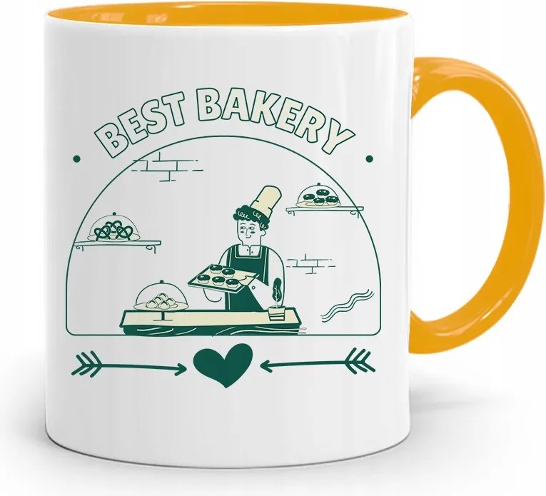 Sárga Bögre Péknek Best Bakery Ajándék fényképes nyomtatással