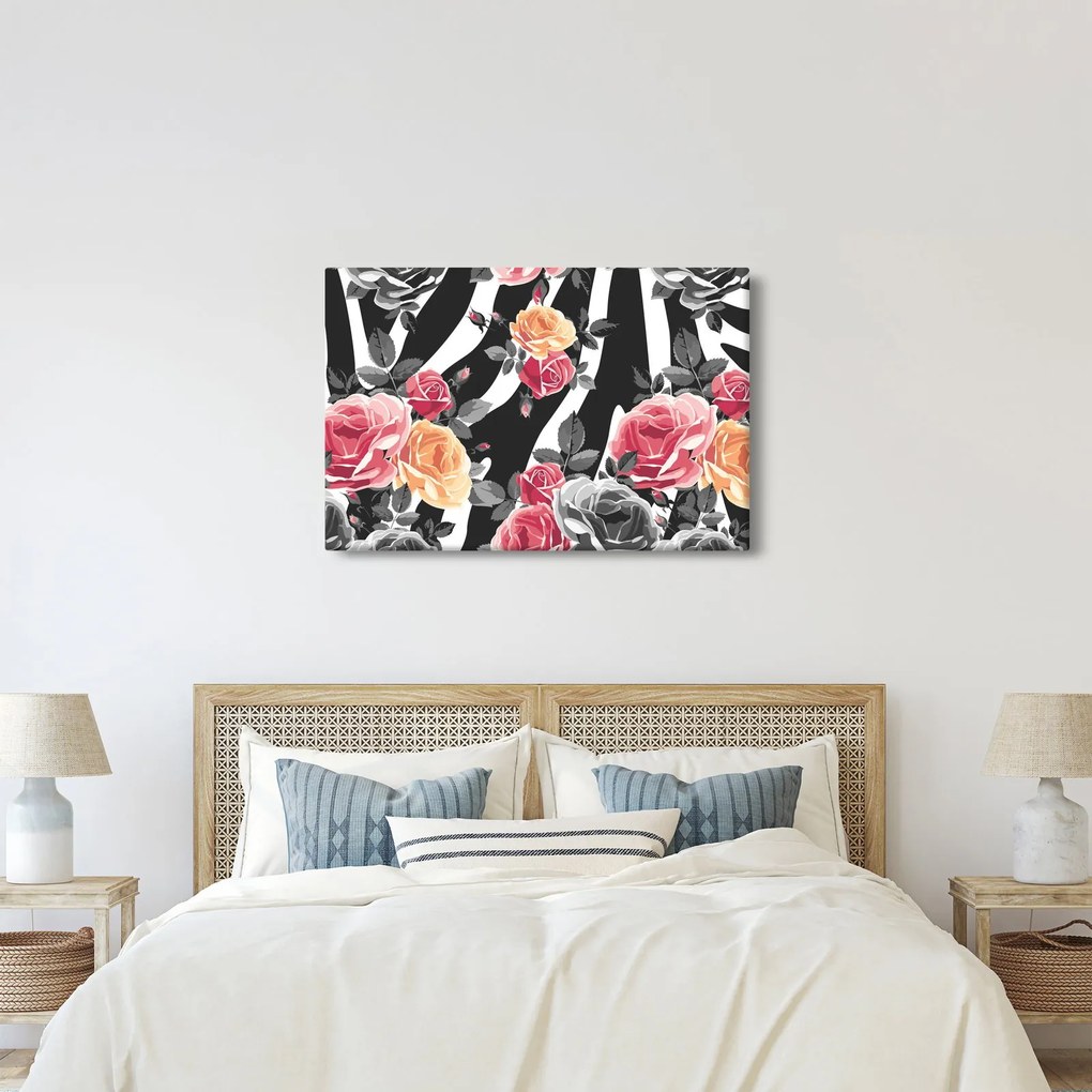 Virágzó rózsák képe (90x60 cm)