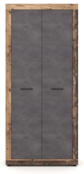 Kétajtós szekrény Oldwood/Beton Színben. LUNA2