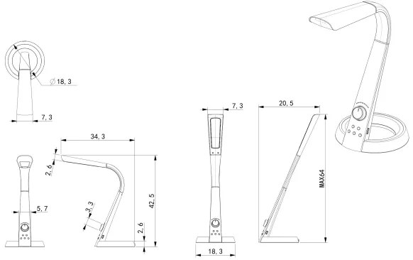 Globo 58376B - MITTI RGB LED asztali lámpa, 1x8W + 1x2W, szabályozható