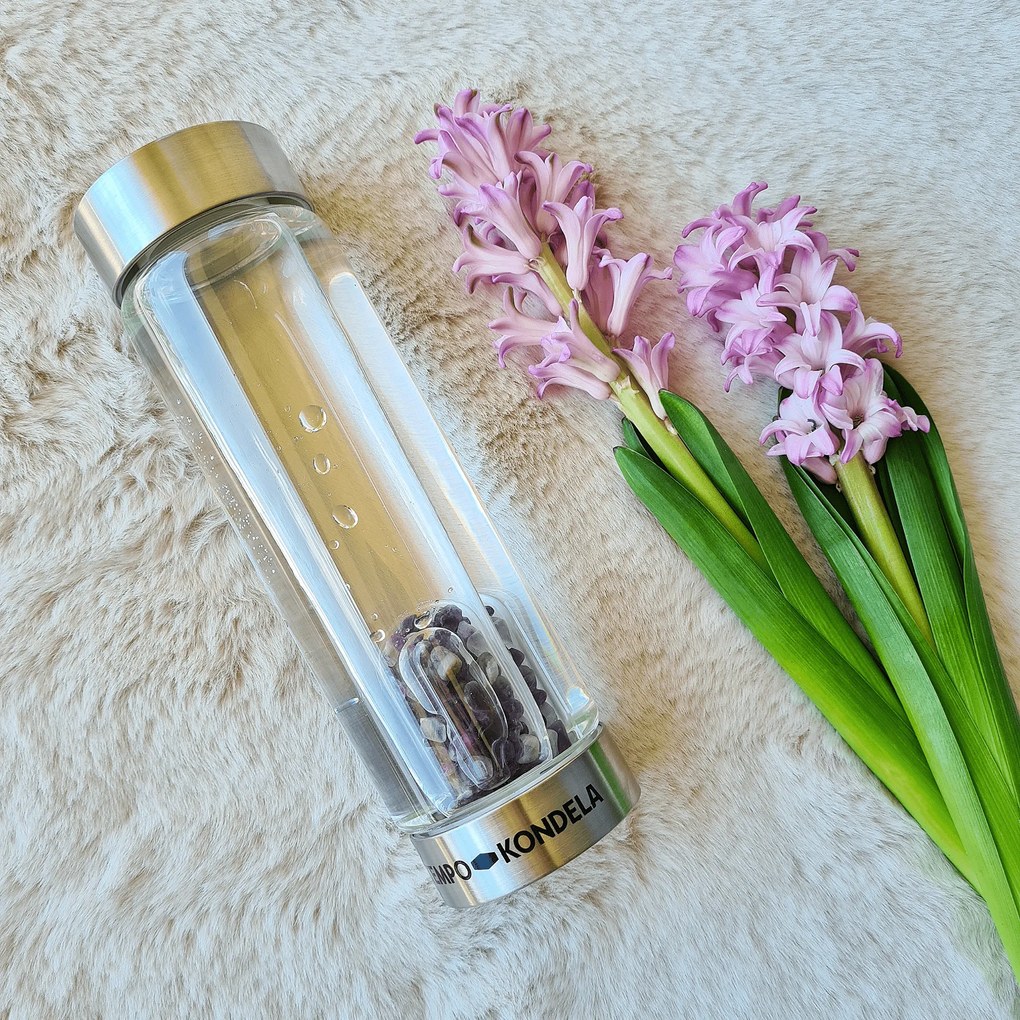TEMPO-KONDELA CRYSTAL, Üveg ametiszt kristállyal, 500 ml