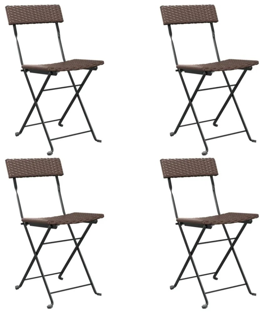 4 db barna polyrattan összecsukható bisztrószék