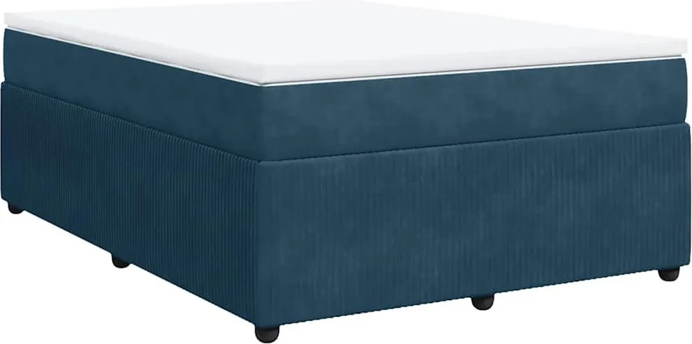 vidaXL sötétkék bársony rugós ágy matraccal 140x190 cm