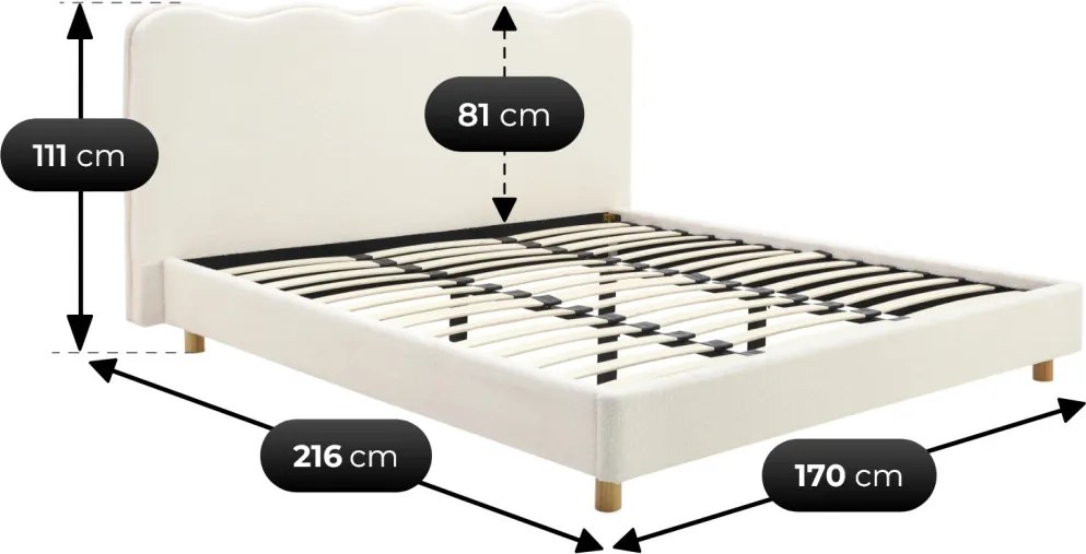 Łóżko 160x200 IZMIR Kremowe Boucle