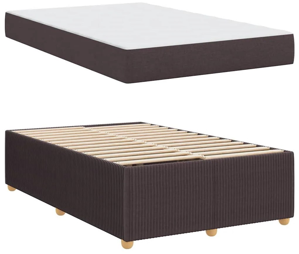 Ágykeret matraccal matracmal sötétbarna 120 x 190 cm szövet