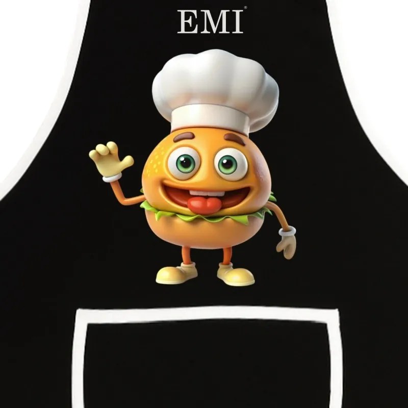 EMI Burger konyhai kötény, Fekete
