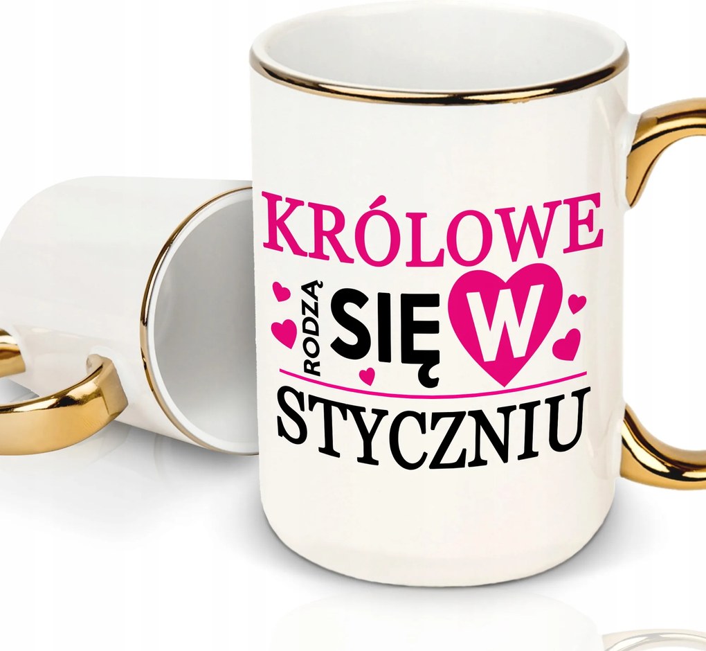 Fehér Bögre XXL Arany Töltet Királynők Születnek Januárban Neki