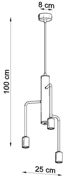 Csillár zsinóron DUOMO 3M 3xE27/60W/230V fekete