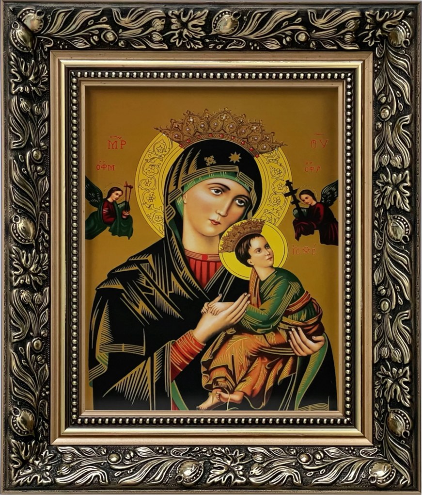 Vászonkép 35x30 Szűzanya Szüntelen Segítség Arany Díszített Keret