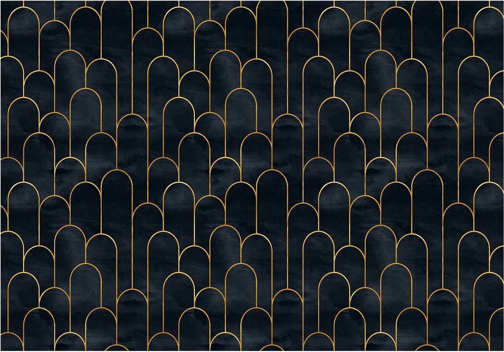 Fotótapéta flizelin Arany geometria art déco sötét háttér 350x250 +ragasztó
