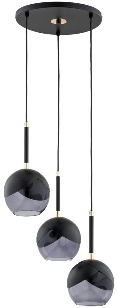 Csillár zsinóron MILTONA 3xE27/60W/230V fekete/szürke