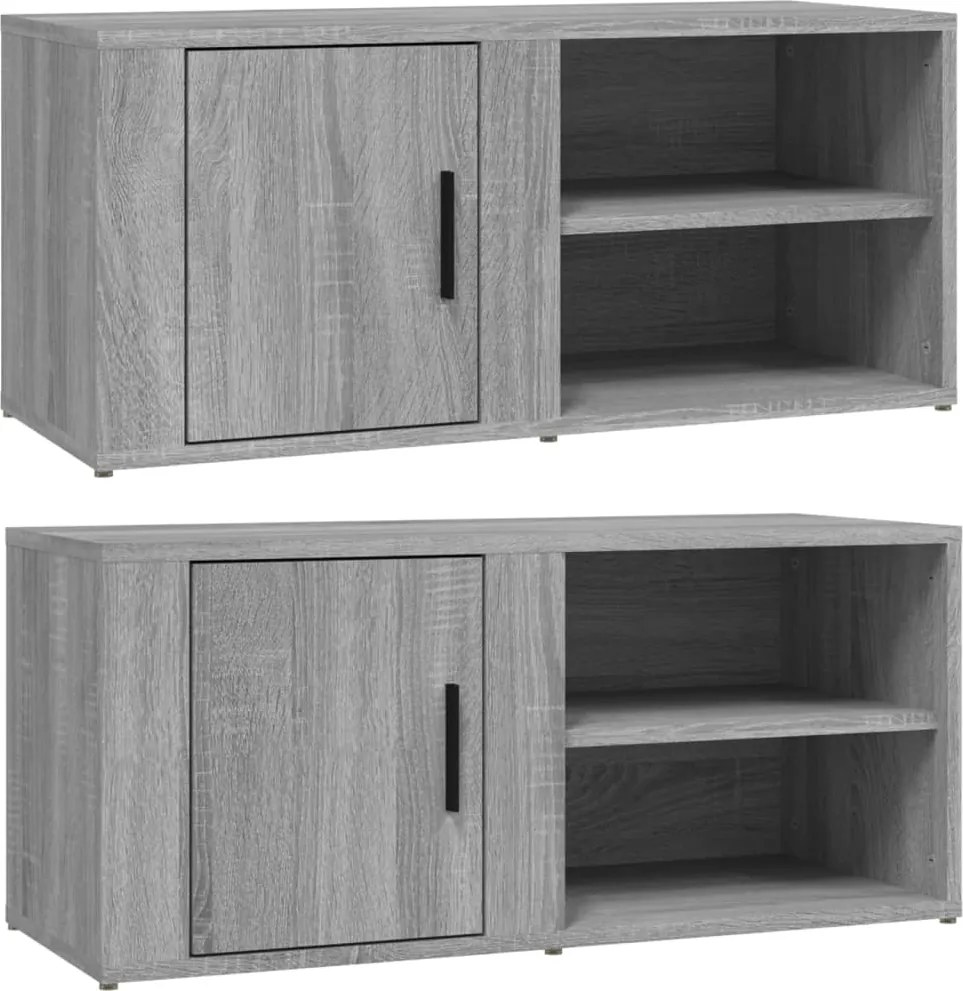 vidaXL 2 db szürke sonoma színű szerelt fa TV-szekrény 80x31,5x36 cm