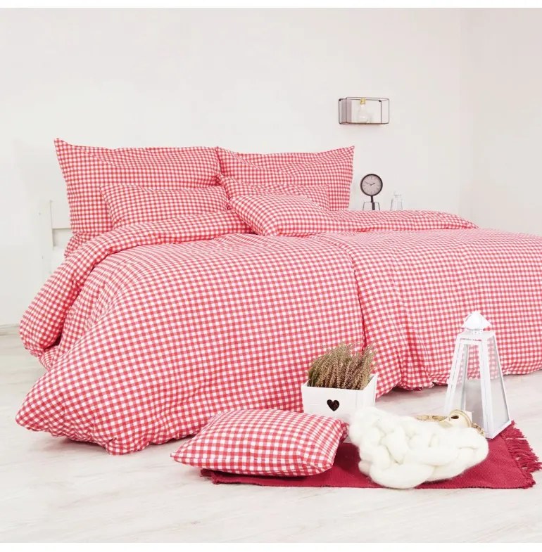 EMI Kockás piros ágyneműhuzat, Párna 50x70