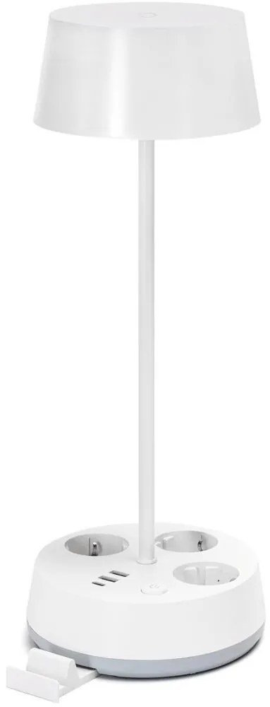 Aigostar - LED Dimmelhető asztali lámpa aljzatokkal és USB-porttal LED/4,6W/230V fehér