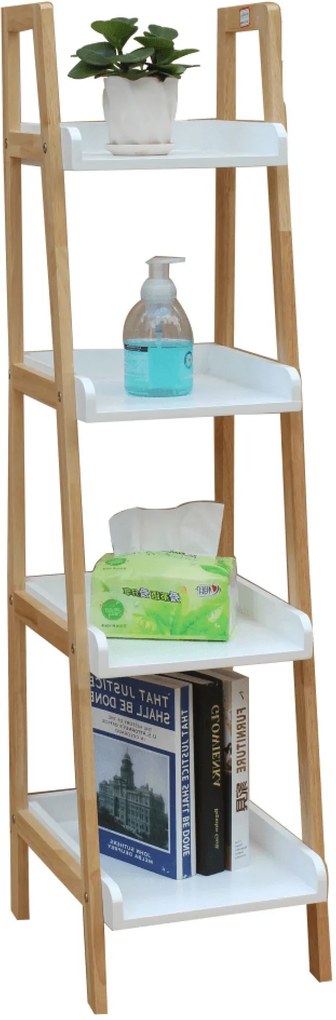 Tároló regálé, fehér/természetes, AKORD